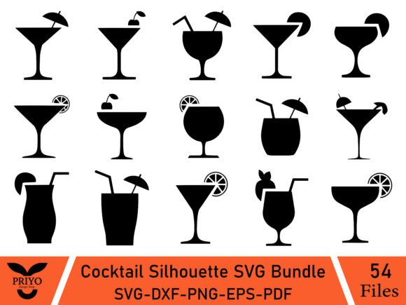 A Cocktail Silhouette SVG Bundle for Creative Brand Graphics