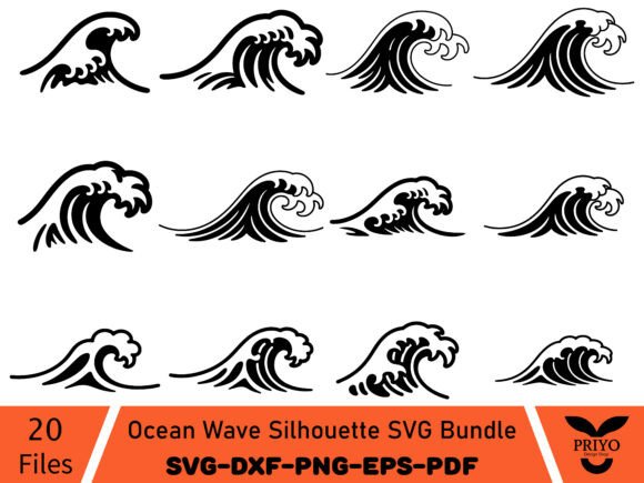 Ocean Wave Silhouette SVG Bundle for Creative Graphics