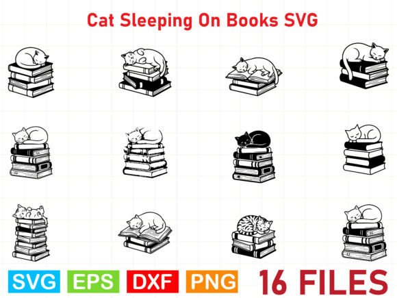 Reviewing the Cat Sleeping on Books Graphics Bundle